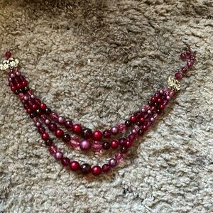 Red and pink beaded necklace